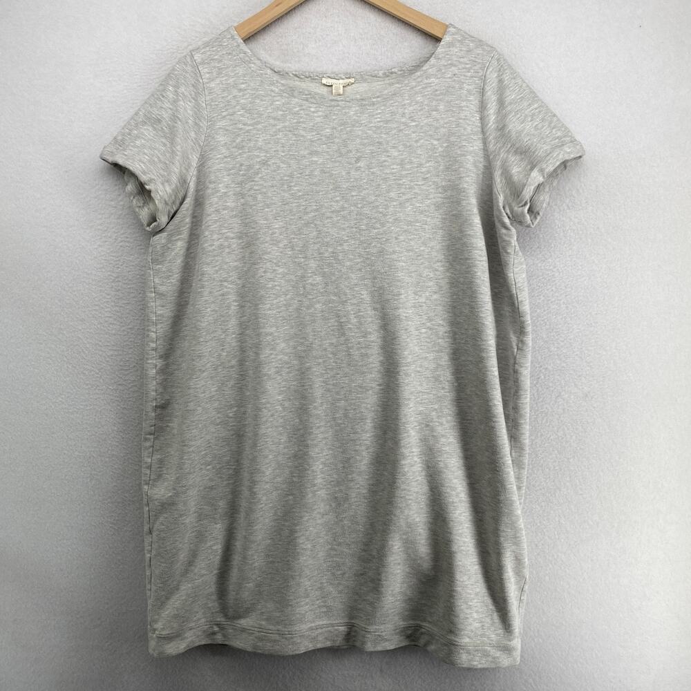 Light Gray Scoop Neck TERRY T-Shirt Dress Eileen FISHER